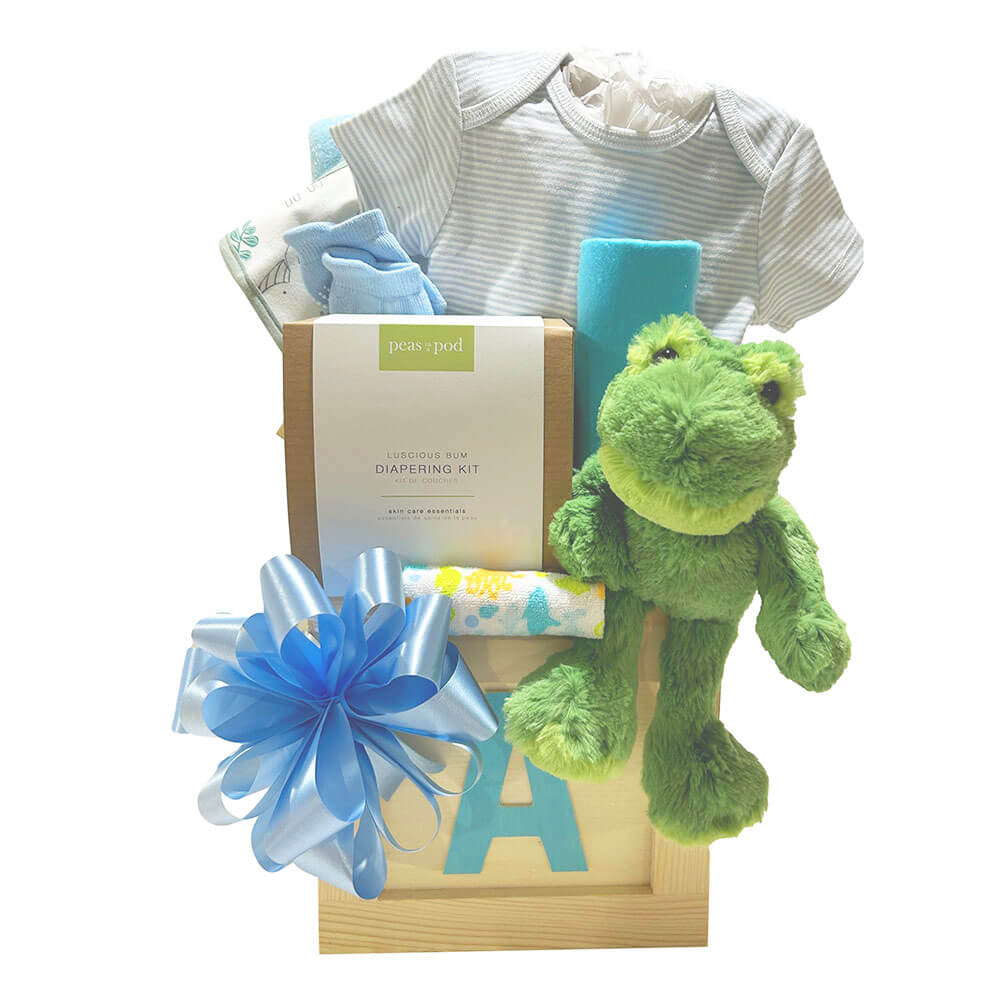 Hello Baby Boy Gift Basket