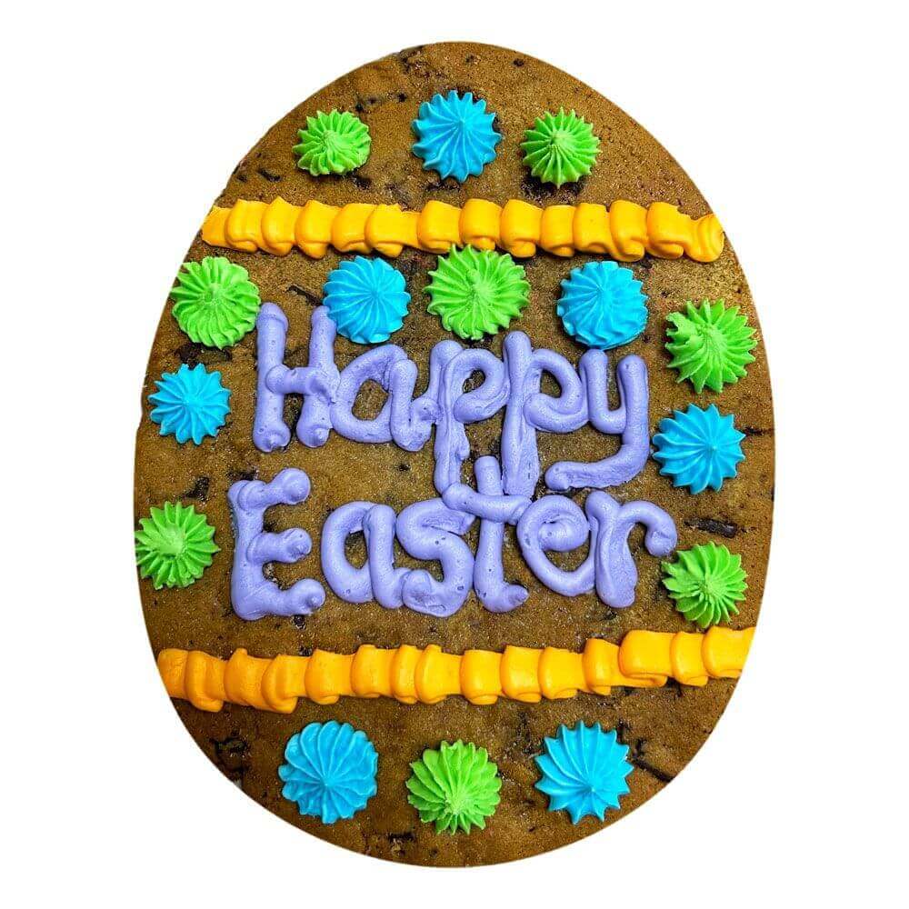 Giant Happy Easter Cookie - A giant egg shaped cookie !