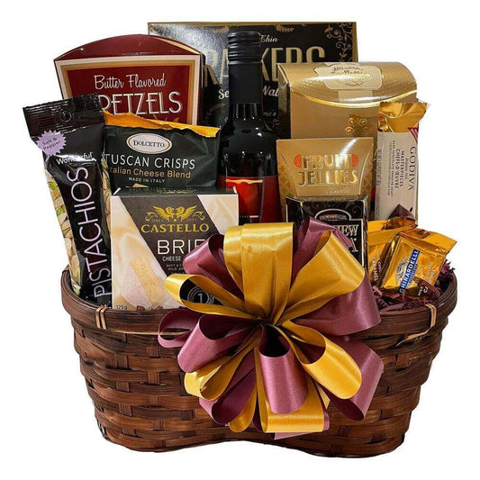 Luxury Gift Basket - Filled to the top with chocolate, cheese & wine!