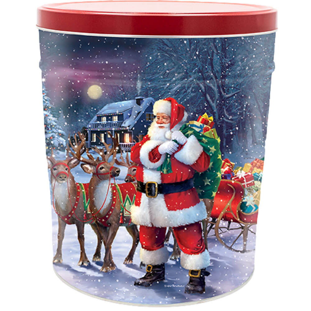 Popcorn Container Santa With Reindeer