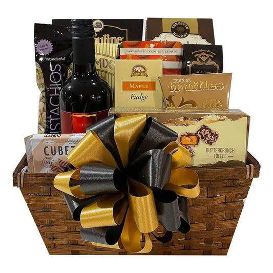 Warm Comfort Gift Basket - A perfect mix of Wine & Treats!